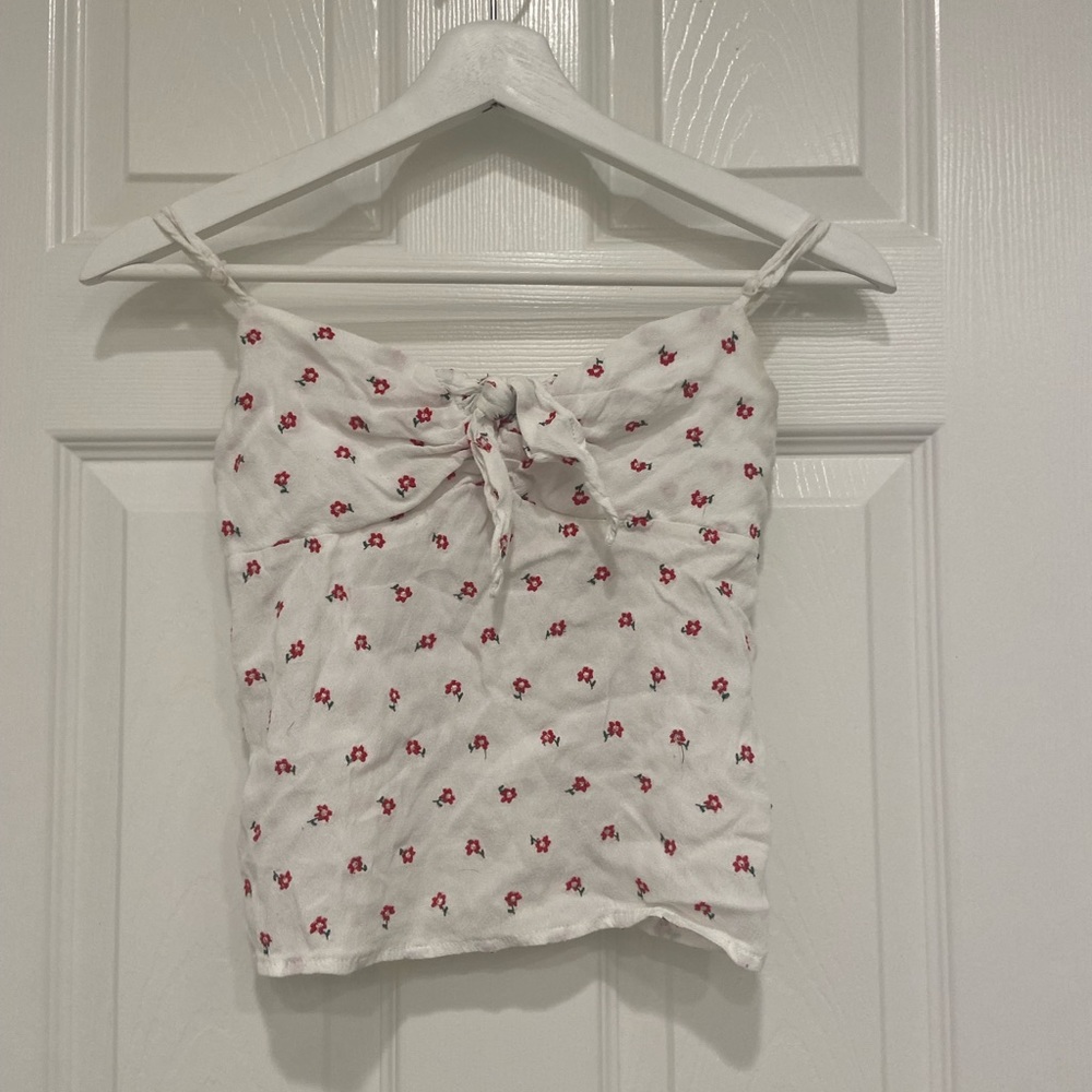 RARE PacSun tie front flower pattern tank